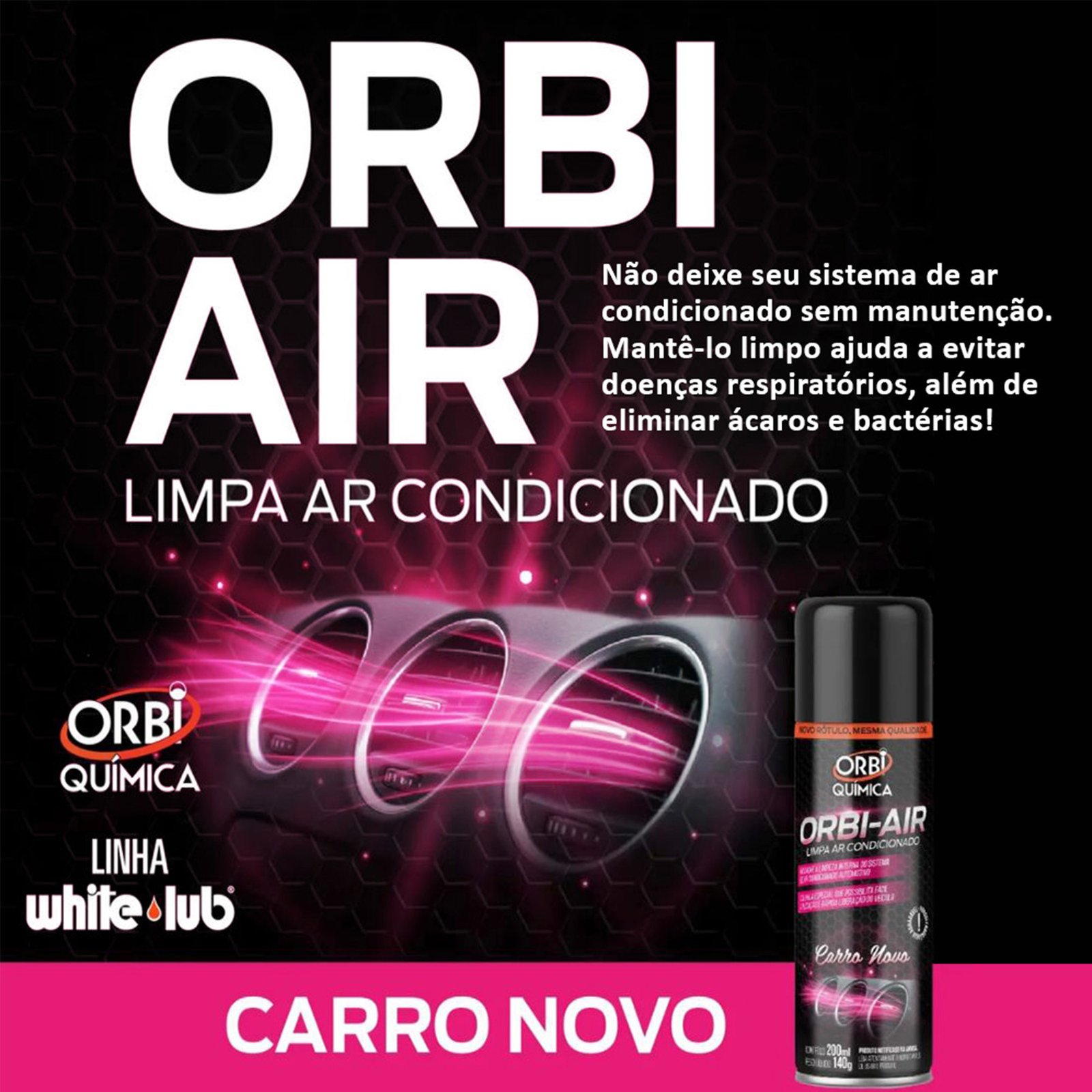 Limpa Ar Condicionado Orbi Química Orbi Air Carro Novo ml